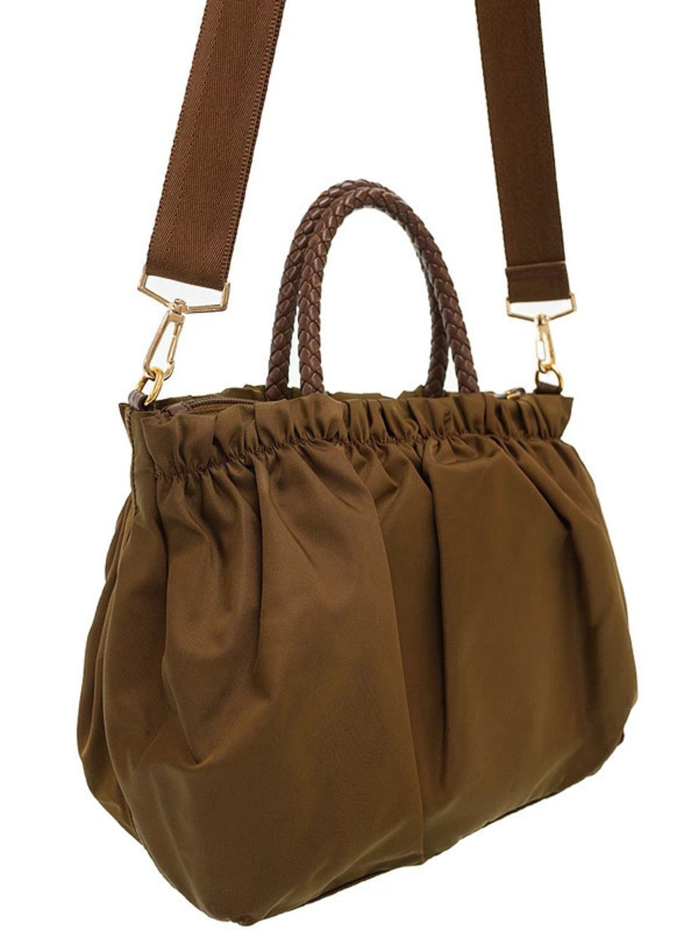 Prada bow ribbon Bag 2way Shoulder braided Tessuto Brown